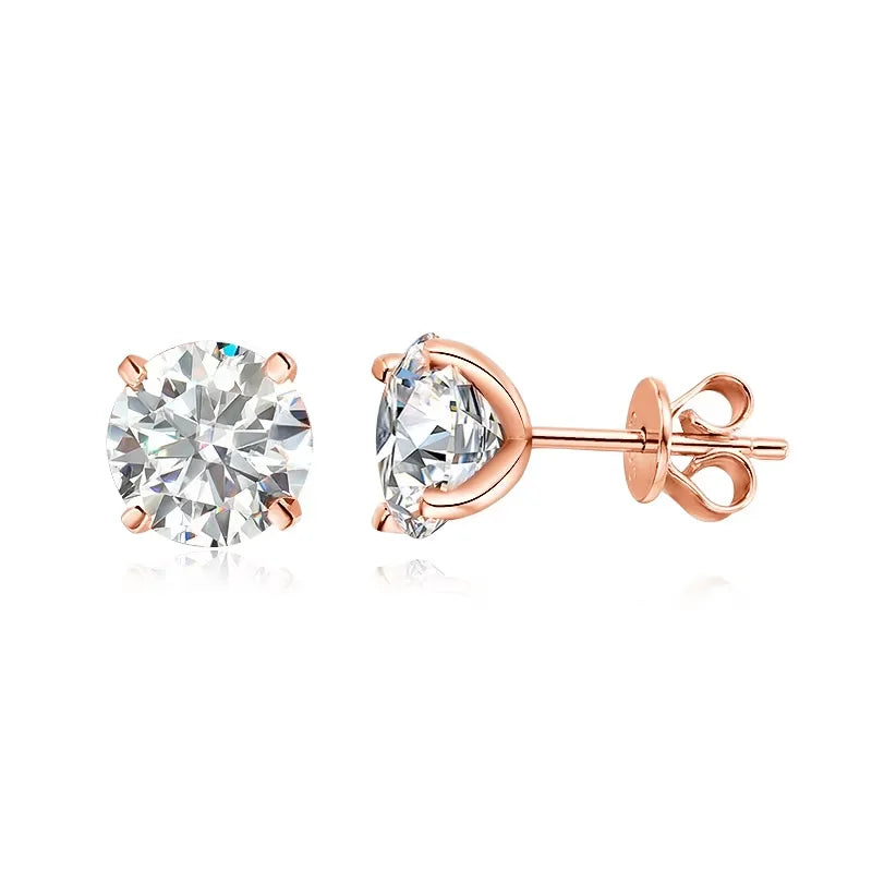 0.2–3CT Rose Gold/Sliver/Gold Moissanite Stud Earrings Jewellery for Women