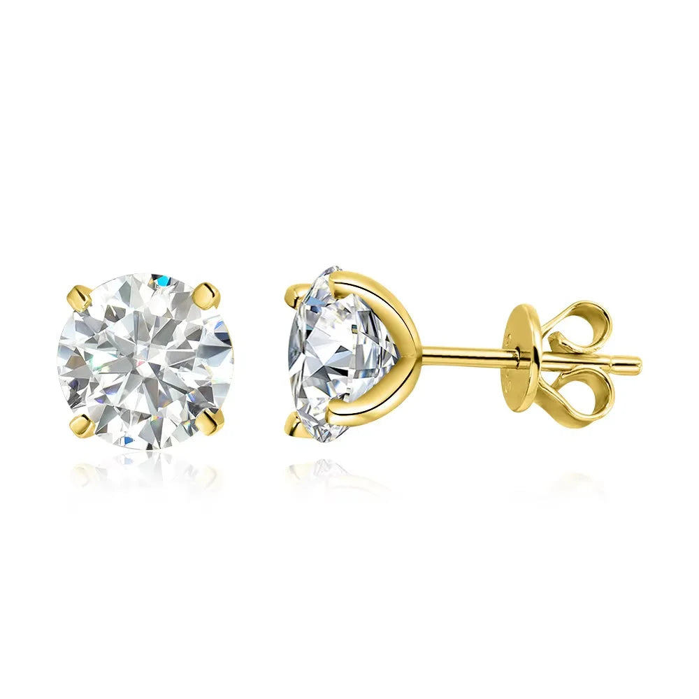 0.2–3CT Rose Gold/Sliver/Gold Moissanite Stud Earrings Jewellery for Women