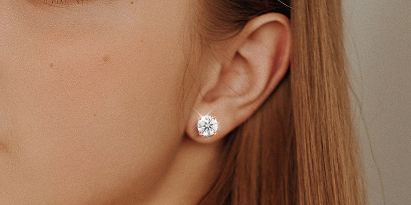 0.2–3CT Rose Gold/Sliver/Gold Moissanite Stud Earrings Jewellery for Women
