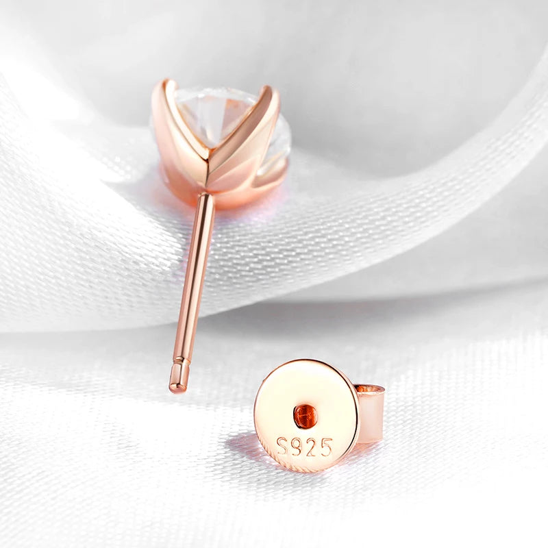 0.2–3CT Rose Gold/Sliver/Gold Moissanite Stud Earrings Jewellery for Women